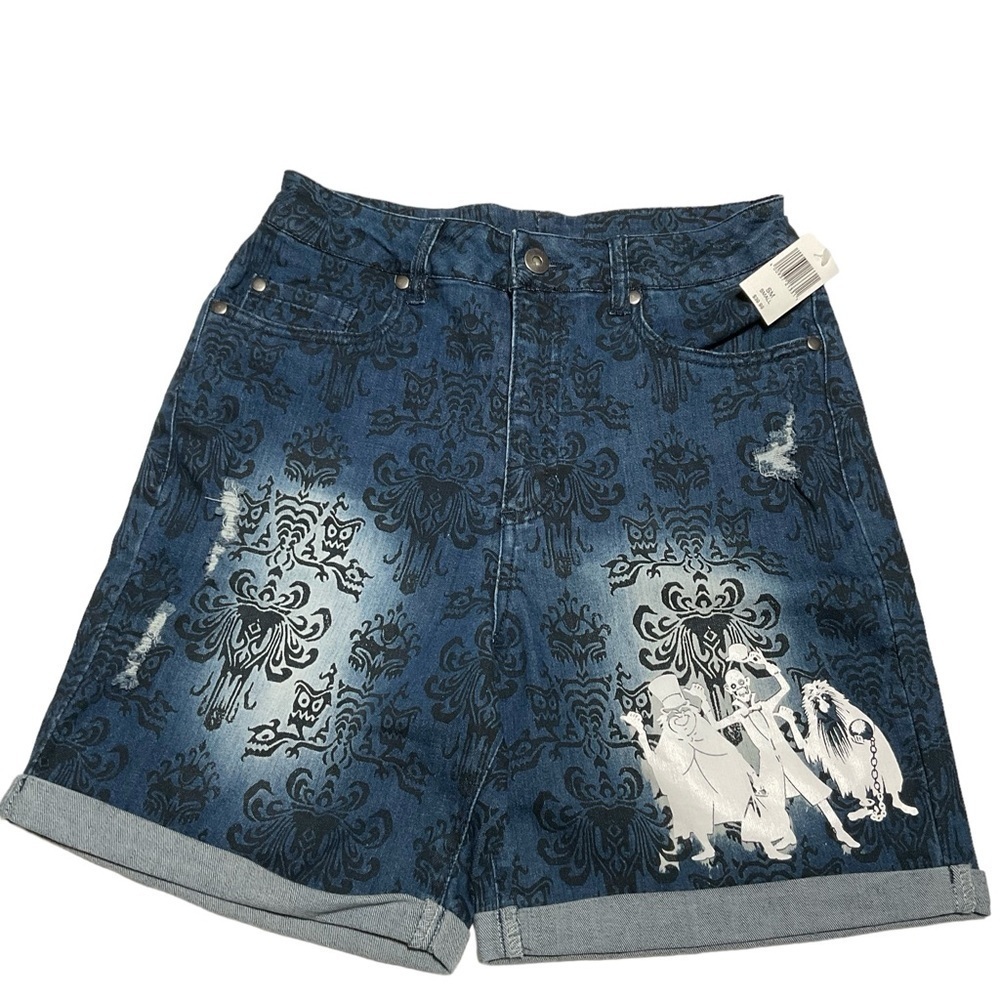 DISNEY NWT Haunted Mansion Hitchhiking Ghost‎ High Rise Shorts = Size S